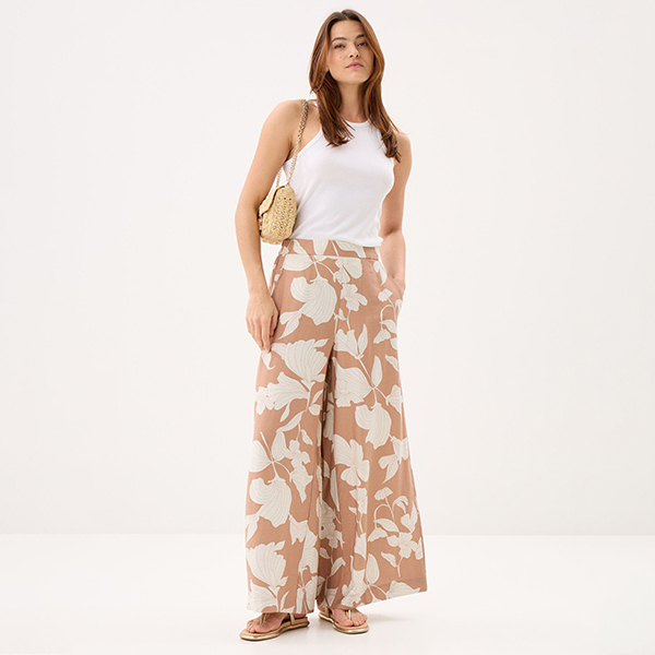Pantalones Beige Chloe Flowers