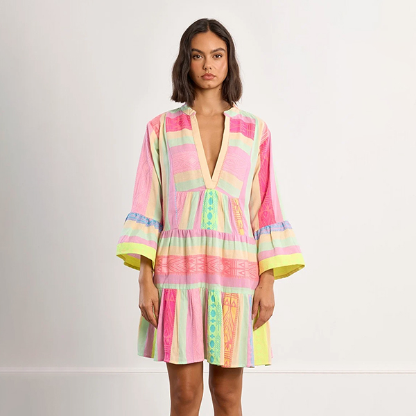 Vestido Corto Woven Multicolor Fluor