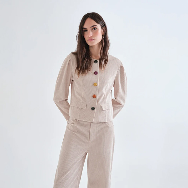Chaqueta Pana Beige Botones