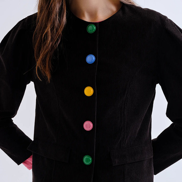 Chaqueta Pana Negra Botones