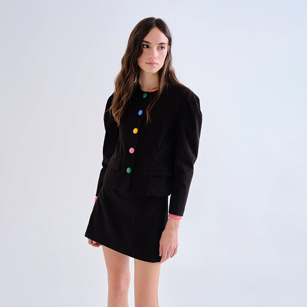 Chaqueta Pana Negra Botones
