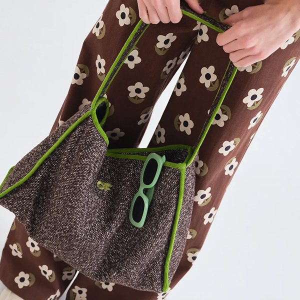 Bolso Hombro Tweed Marrón