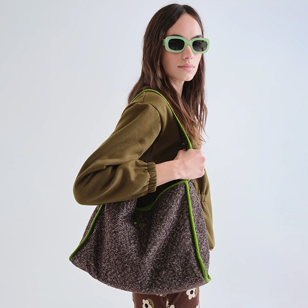 Bolso Hombro Tweed Marrón