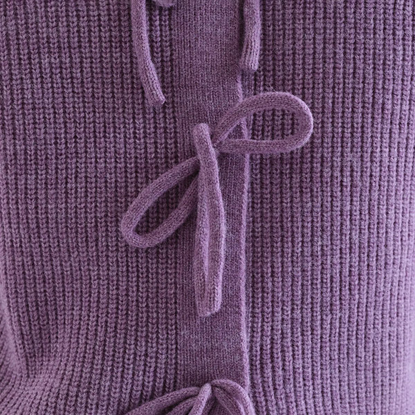 Cárdigan Punto Lazos Morado