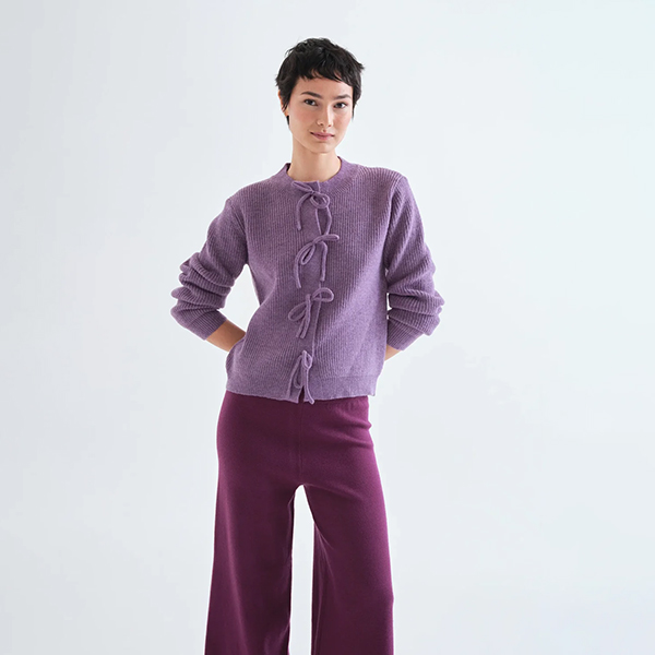 Cárdigan Punto Lazos Morado